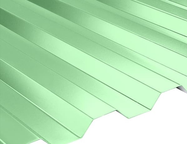 Профнастил стальной стеновой односторонний плоский гладкий бело-зеленый С30 0,6х30х1000х1051 мм ГОСТ 24045-94 фото